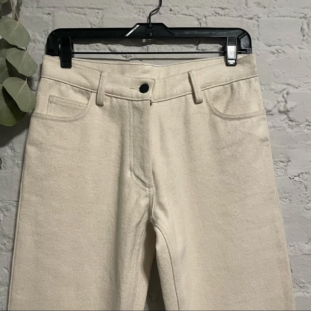 Cream Canvas Straight Leg Pants
